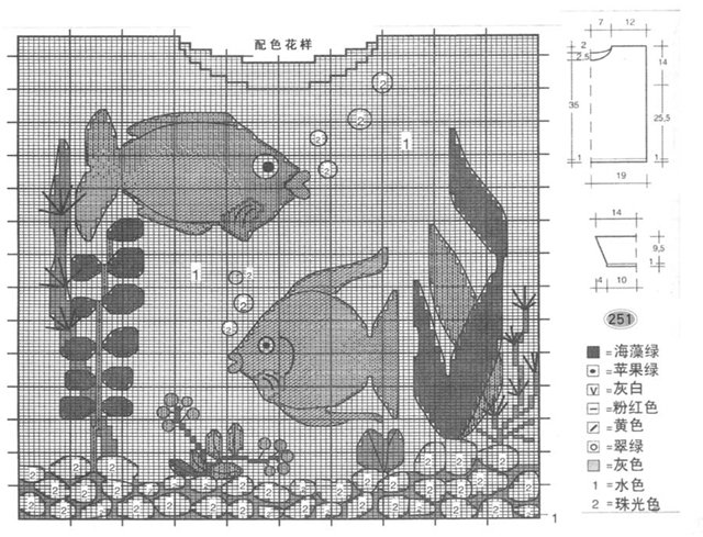 орнамент, схема для вышивки рыбки