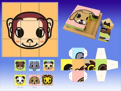 пазлы кубики обезьянка животные
