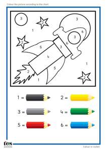 Игры с карандашом - Раскрась по цифрам - Ракета