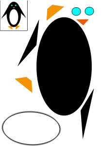 Геометрическая аппликация "Пингвин" на плоскости